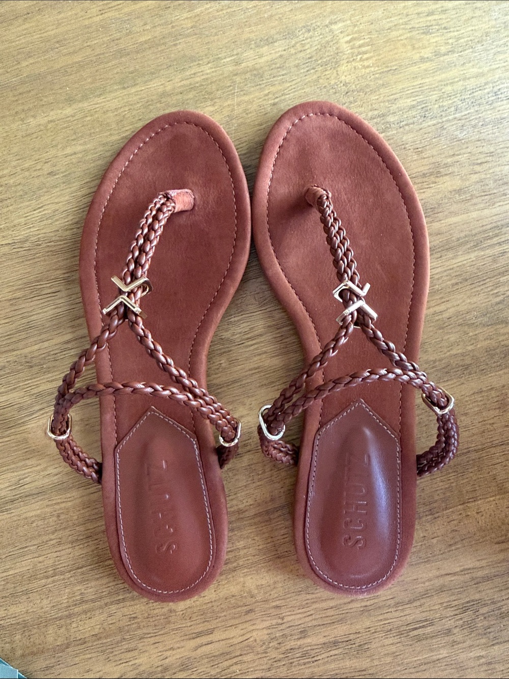 SCHUTZ Cordelia Braided Strap Sandal in Cognac